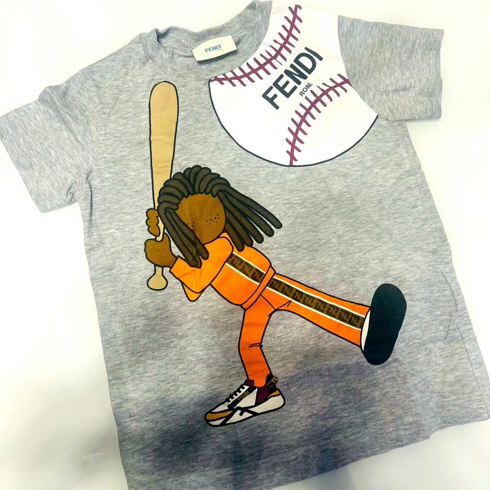 Fendi Little Boy's Baseball Graphic T Shirt.